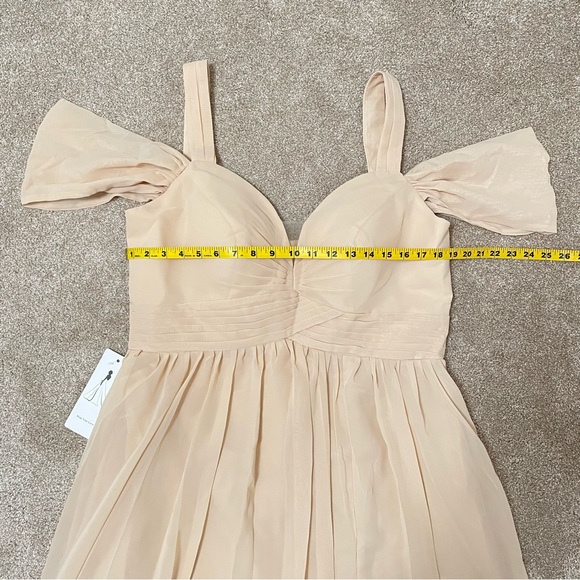 NWOT Wear Your Love Champagne Chiffon Maxi Bridesmaid Dress Pockets Corset Bride - Picture 12 of 16